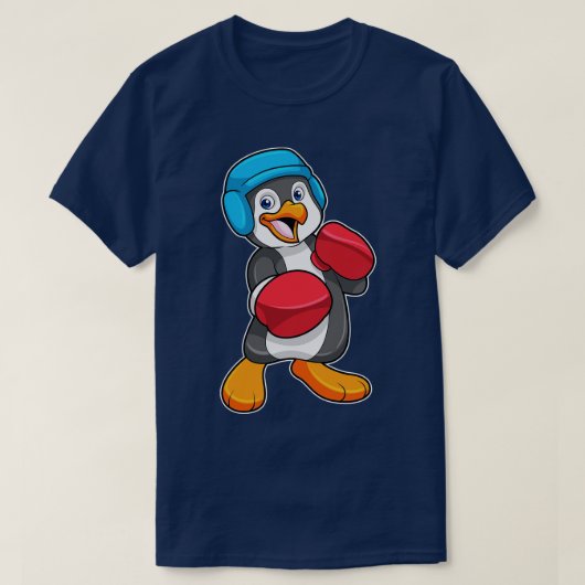 T-shirt Pingouin à la boxe avec gants de boxe Casque (Design devant)