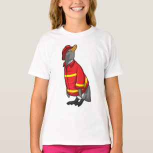 T-shirt Pingouin as Firefighter with Helmet