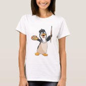 T-shirt Pingouin as Painter with Paint brush & Colour (Devant)