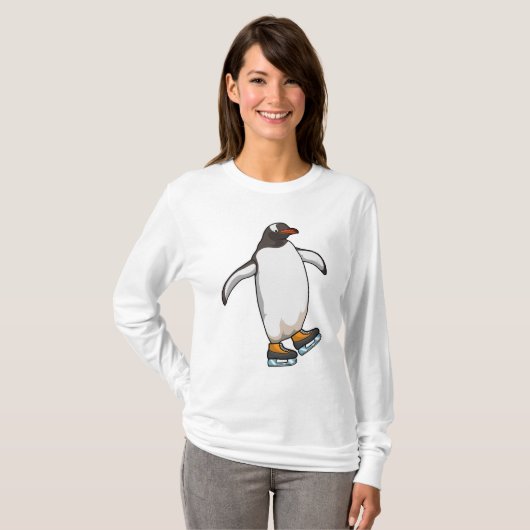 T-shirt Pingouin at Ice skating with Ice skates (Devant entier)