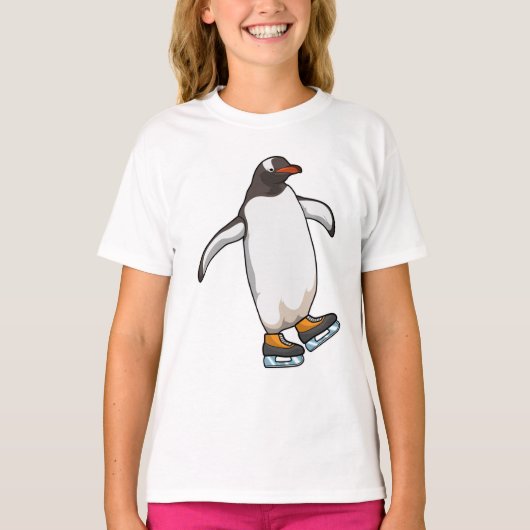 T-shirt Pingouin at Ice skating with Ice skates (Devant)