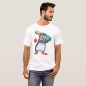 T-shirt Pingouin au cricket avec chauve-souris de cricket (Devant entier)