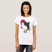 T-shirt Pingouin au patinage sur glace avec Casquette (Devant entier)