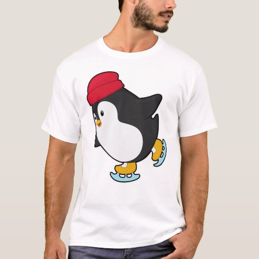 T-shirt Pingouin au patinage sur glace avec Casquette (Devant)