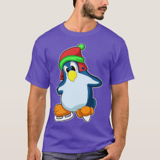 T-shirt Pingouin au patinage sur glace avec patins sur gla