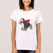 T-shirt Pingouin au patinage sur glace avec patins sur gla (Devant)