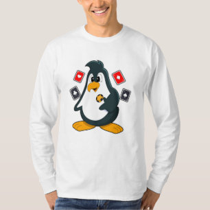 T-shirt Pingouin au Poker avec cartes de Poker