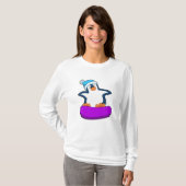 T-shirt Pingouin au snowboard avec snowboard (Devant entier)