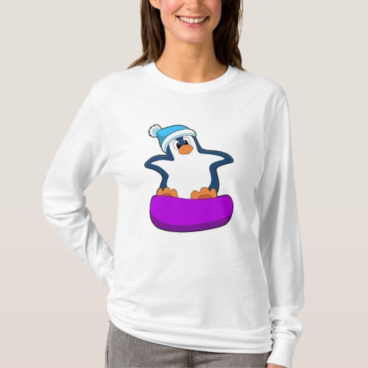T-shirt Pingouin au snowboard avec snowboard (Devant)