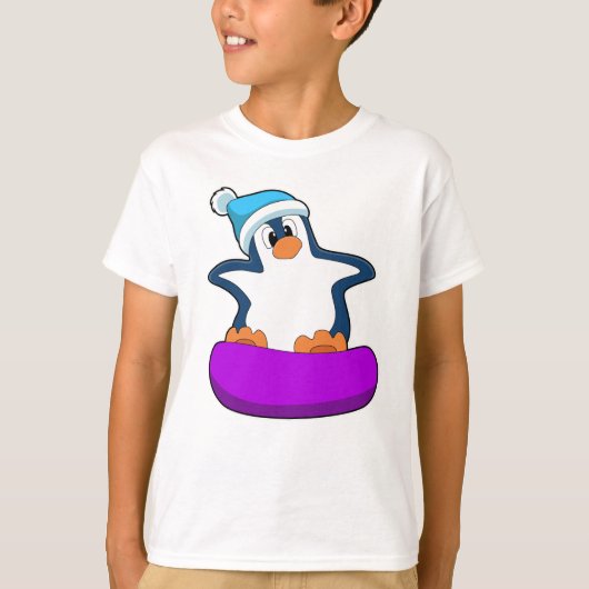 T-shirt Pingouin au snowboard avec snowboard (Devant)