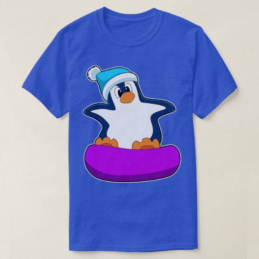 T-shirt Pingouin au snowboard avec snowboard (Design devant)