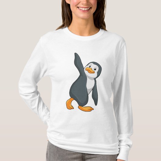 T-shirt Pingouin au Yoga Exercice d'étirement (Devant)