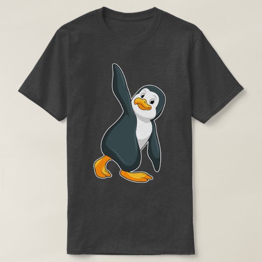 T-shirt Pingouin au Yoga Exercice d'étirement (Design devant)