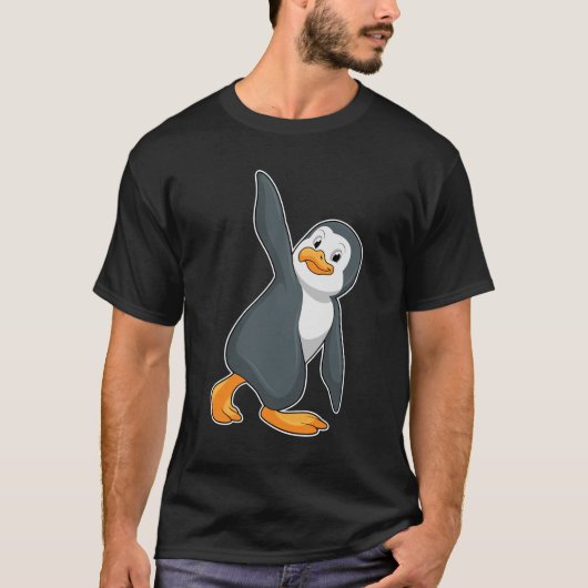 T-shirt Pingouin au Yoga Exercice d'étirement (Devant)