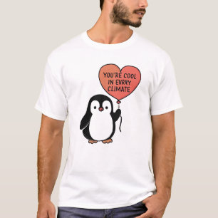 T-shirt Pingouin avec ballon cardiaque - Design Cool