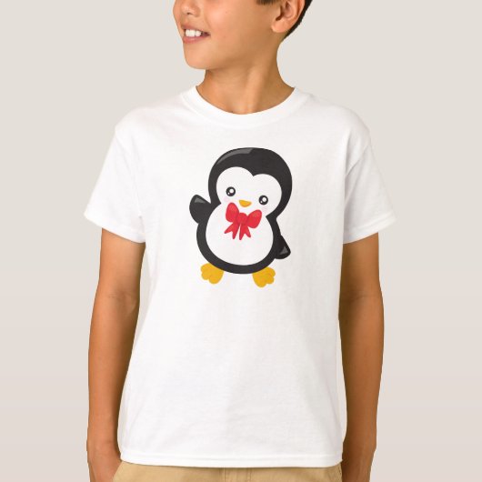 T-shirt Pingouin Avec Cravate De Bow, Pingouin Mignonne, P (Devant)