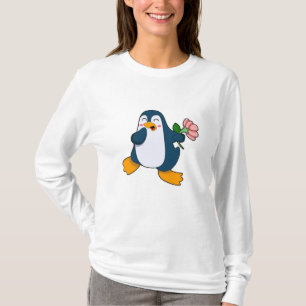T-shirt Pingouin avec fleur de rosa