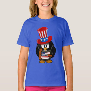 T-Shirt Pingouin BBQ du 4 juillet patriotique
