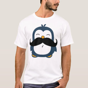 T-shirt Pingouin bleu moustache