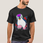 T-shirt Pingouin comme Patineur Inline avec Patins Inline (Devant)