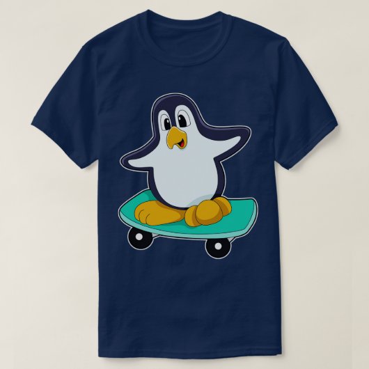 T-shirt Pingouin comme patineur sur skateboard (Design devant)