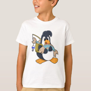 T-shirt Pingouin comme pêcheur avec poisson