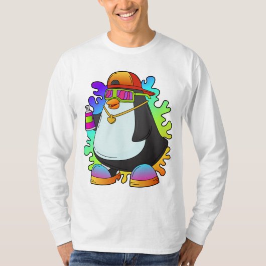 T-shirt Pingouin comme peintre avec Spray (Devant)