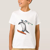 T-shirt Pingouin comme Saut à ski avec Ski (Devant)