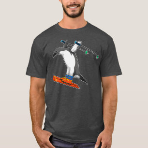T-shirt Pingouin comme Saut à ski avec Ski