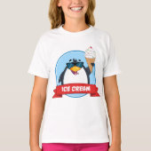 T-shirt Pingouin cool tenant de la crème glacée (Devant)