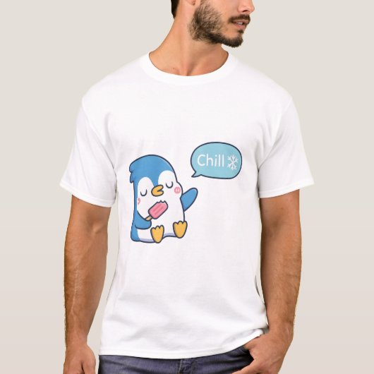 T-shirt Pingouin Cute Avec Popsicle Dit Chill (Devant)