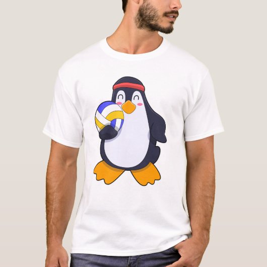 T-shirt Pingouin dans les sports de volleyball (Devant)