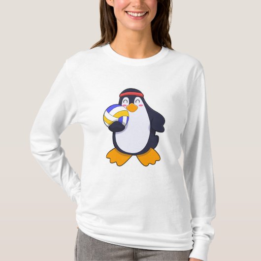 T-shirt Pingouin dans les sports de volleyball (Devant)