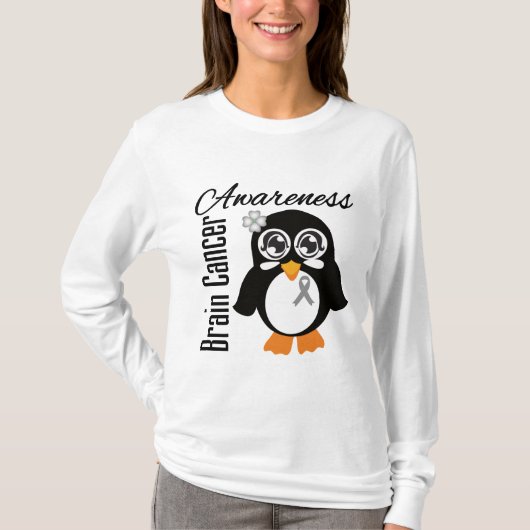 T-shirt Pingouin de conscience de cancer du cerveau (Devant)