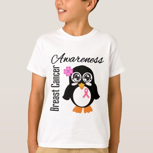 T-shirt Pingouin de conscience de cancer du sein (Devant)