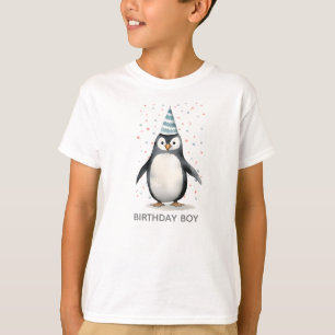 T-shirt Pingouin de fête, aquarelle, garçon d'anniversaire