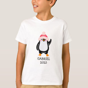T-shirt Pingouin de Noël mignon personnalisé en Casquette