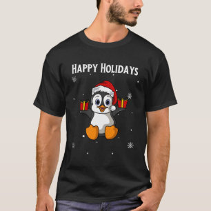 T-shirt Pingouin de Noël mignon portant le chapeau du Père