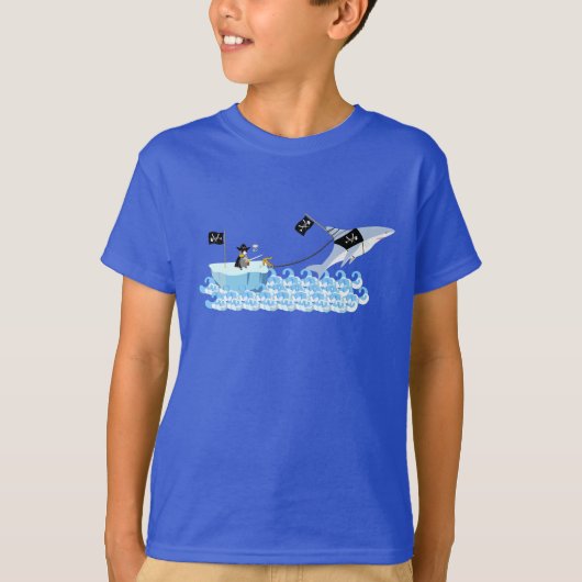 T-shirt Pingouin de pirate avec le requin (Devant)