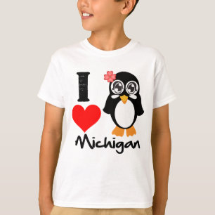 T-shirt Pingouin du Michigan - amour Michigan d'I