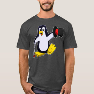 T-shirt Pingouin en Gentleman avec bâton de marche Casquet