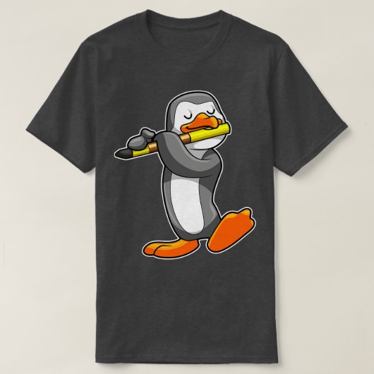 T-shirt Pingouin en musique avec Flûte (Design devant)