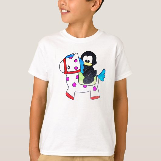 T-shirt pingouin et cheval (Devant)
