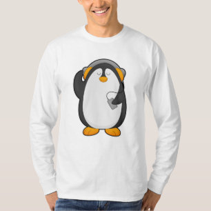 T-shirt Pingouin et téléphone mobile avec casque