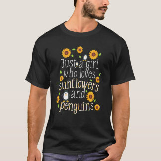T-shirt Pingouin Fleurs de soleil Lover Meilleur Ami Fille