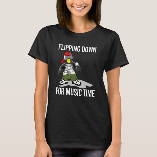 T-shirt Pingouin Flidown Pour Musique Time Rock Et Roll (Devant)