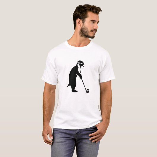 T-shirt Pingouin jouant au golf de dessin animé drôle (Devant entier)