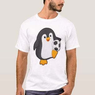 T-shirt Pingouin joueur de football avec balle de football