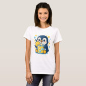 T-shirt Pingouin Kawaii avec Lemonade - Cute été glacé (Devant entier)