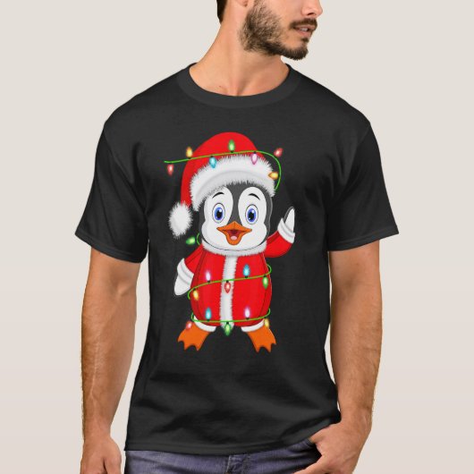 T-shirt Pingouin Lover Xmas Lighting Santa Penguin Christm (Devant)